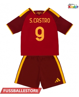 Günstige AS Roma Santiago Castro #9 Heimtrikotsatz Kinder 2026-27 Kurzarm (+ Kurze Hosen)
